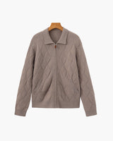 Heritage Diamond Knit Zip Cardigan