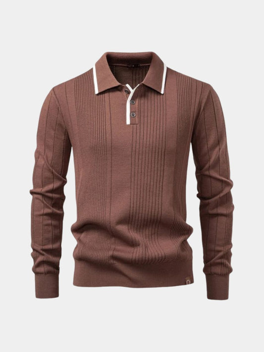 Vertical Ridge Knit Polo Shirt