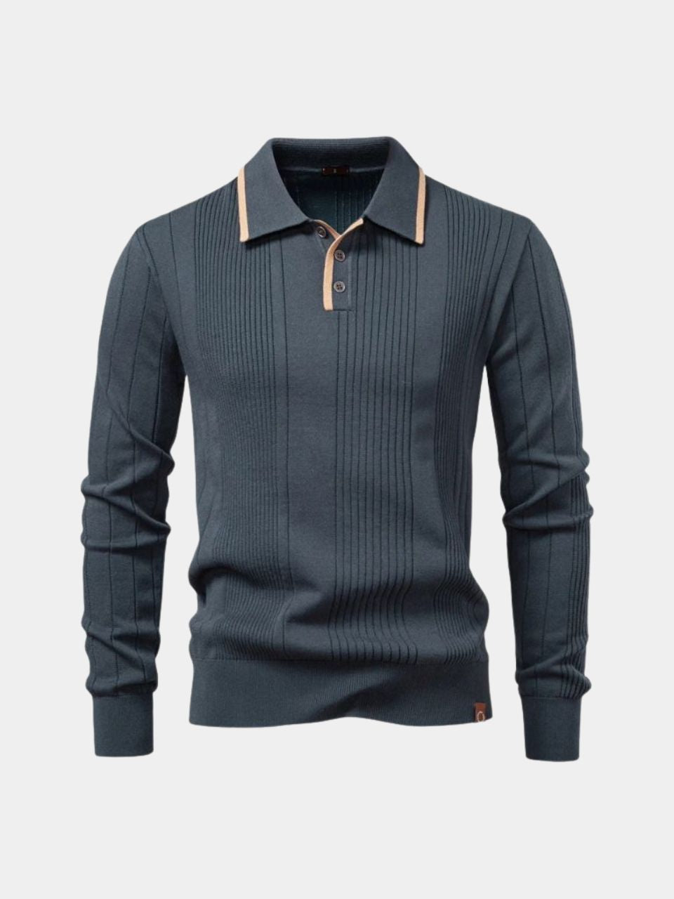 Vertical Ridge Knit Polo Shirt