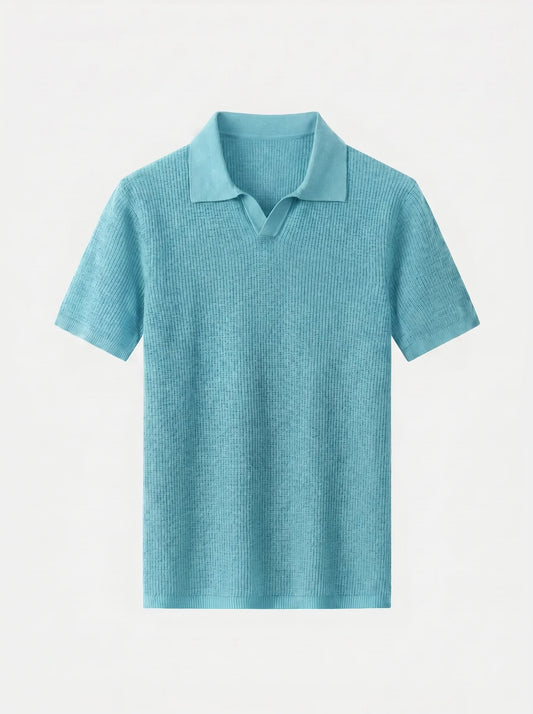 Casual Buttonless Knit Polo Shirt