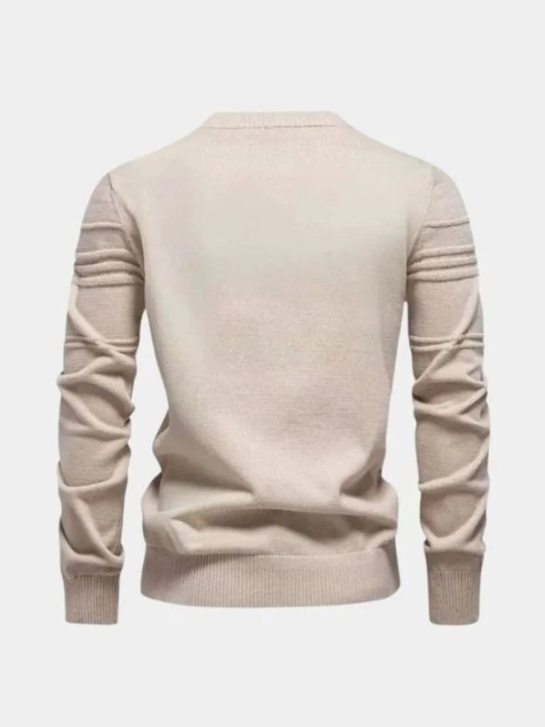 Cotton Knitted Stripped Crew Neck Pullover Sweater