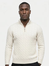 Premium Cable-Knit Zip Neck Sweater