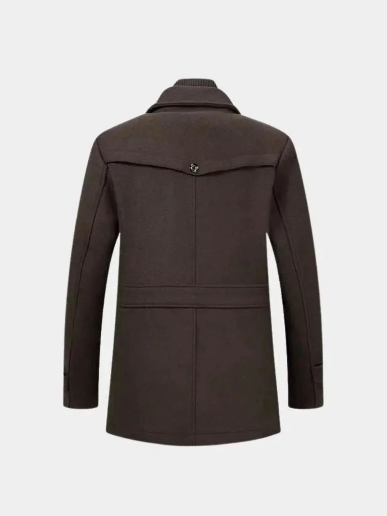 Aristocratic Black Wool Overcoat