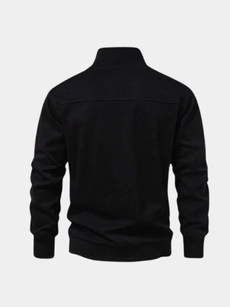 Zip Black Lapel Sports Sweatshirt