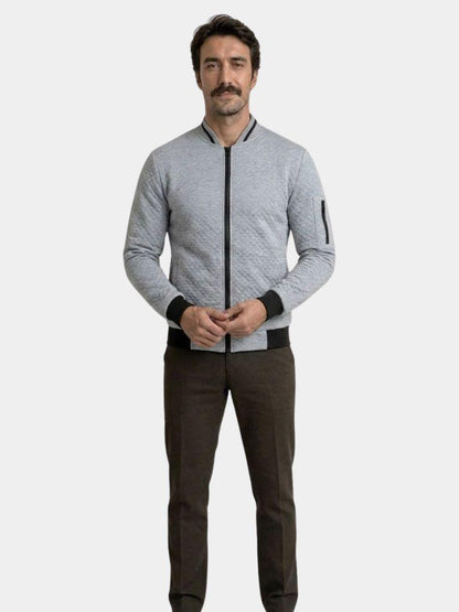 Textured Casual Bomber Jacket