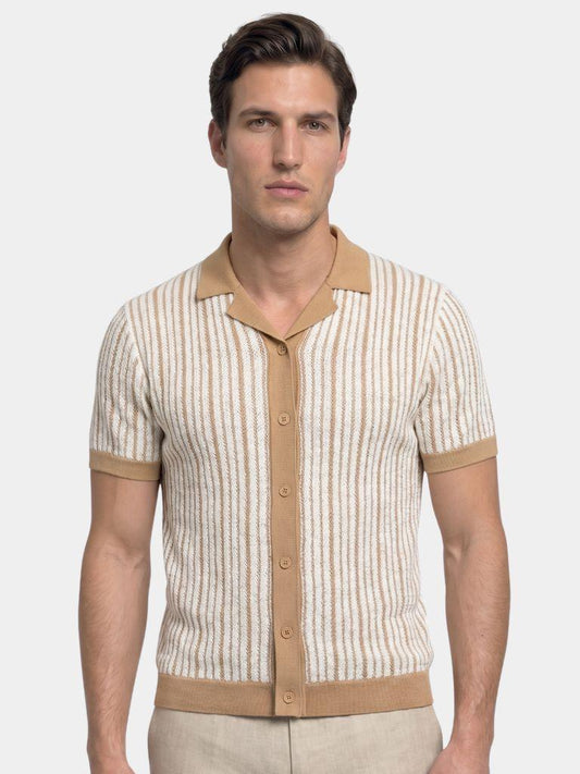 Striped Knit Polo Shirt