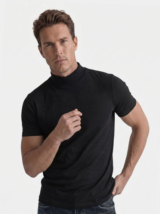 Solid Casual Turtle Neck T-Shirt