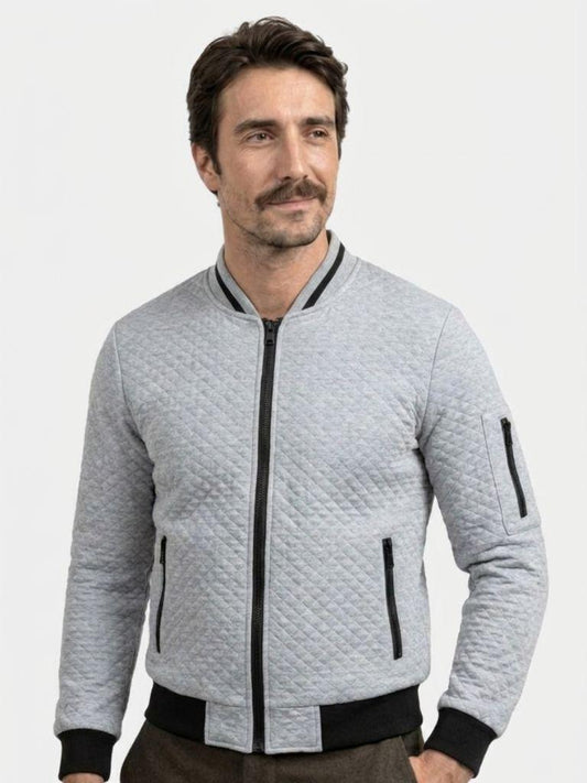 Textured Casual Bomber Jacket