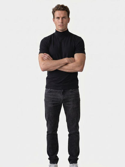 Solid Casual Turtle Neck T-Shirt