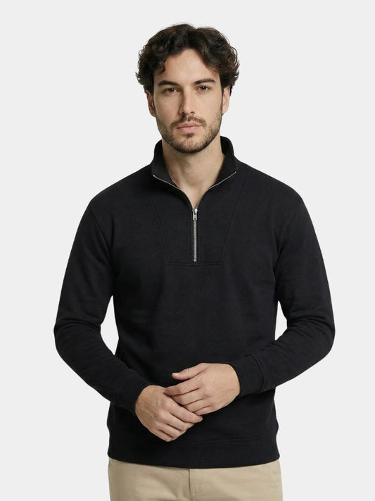 Zip Black Lapel Sports Sweatshirt