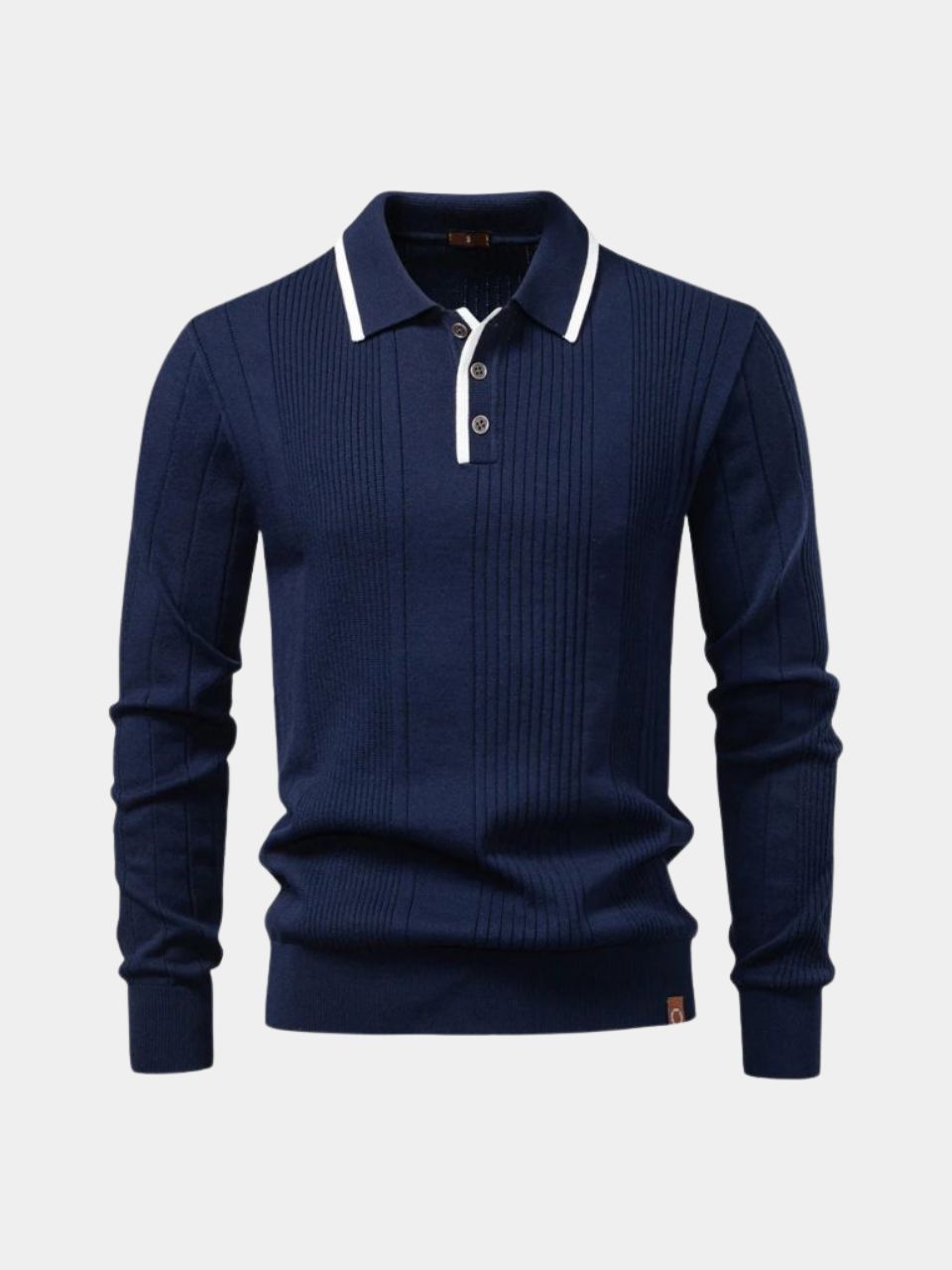 Vertical Ridge Knit Polo Shirt