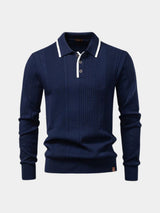 Vertical Ridge Knit Polo Shirt