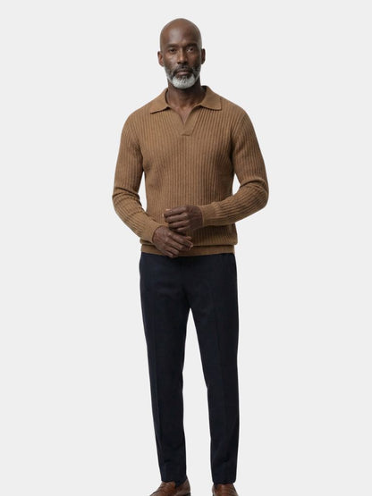 V-Neck Polo Pullover Ribbed