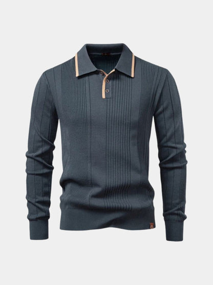 Vertical Ridge Knit Polo Shirt