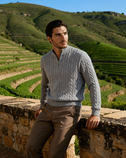 100% Cashmere Woven Half Zip
