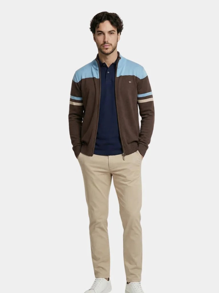 Cardigan Sweater Zipper Standing Collar Knitwear