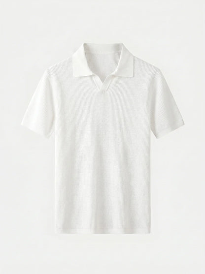 Casual Buttonless Knit Polo Shirt