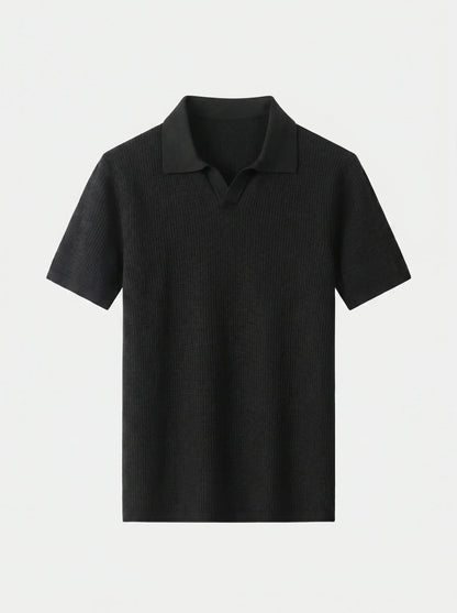 Casual Buttonless Knit Polo Shirt