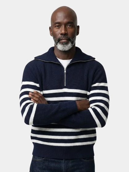 Casual Striped Zip Up Sweater