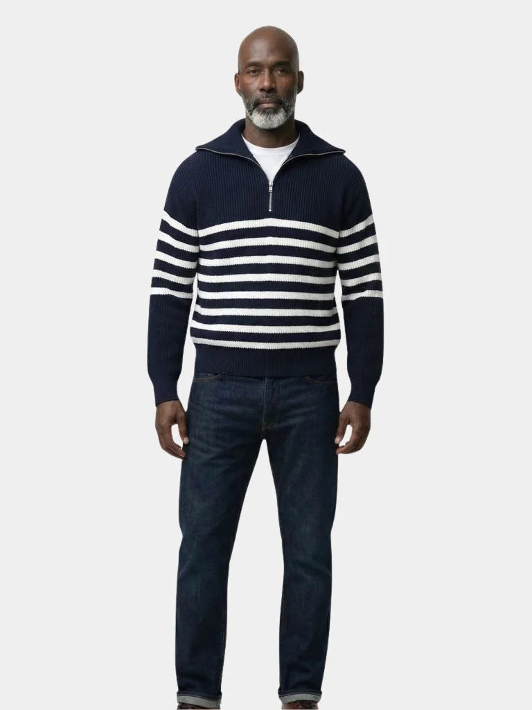 Casual Striped Zip Up Sweater