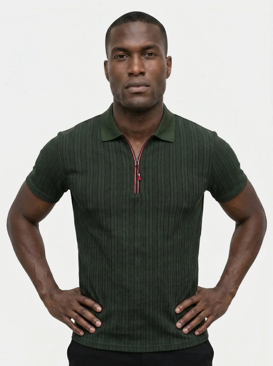 Cavalière Textured Quarter Zip Polo