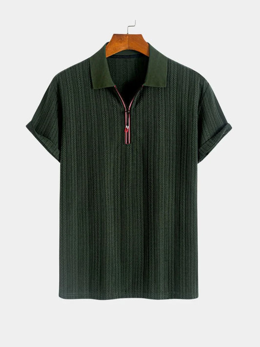 Cavalière Textured Quarter Zip Polo
