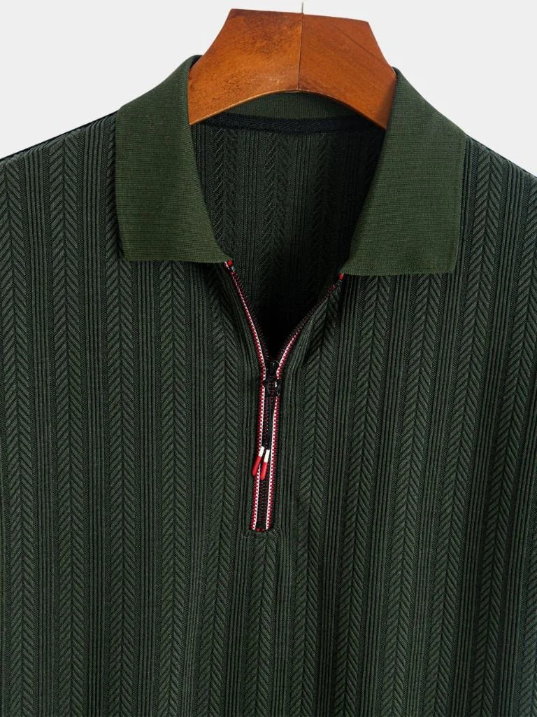 Cavalière Textured Quarter Zip Polo