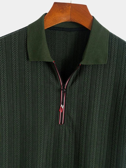 Cavalière Textured Quarter Zip Polo