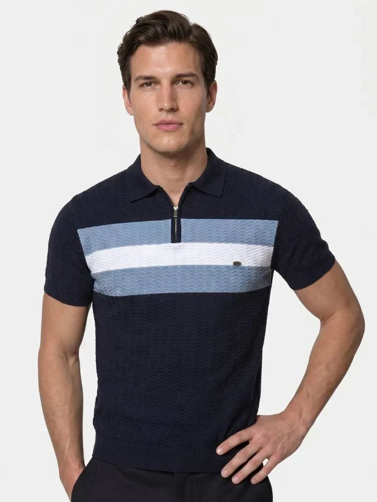 Classic Fit Quarter Zip Business Casual Short Sleeves Polo