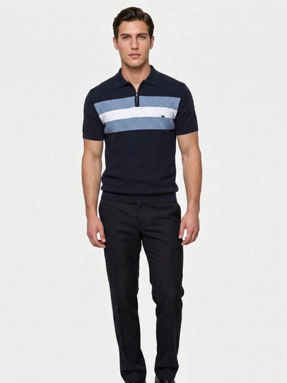 Classic Fit Quarter Zip Business Casual Short Sleeves Polo