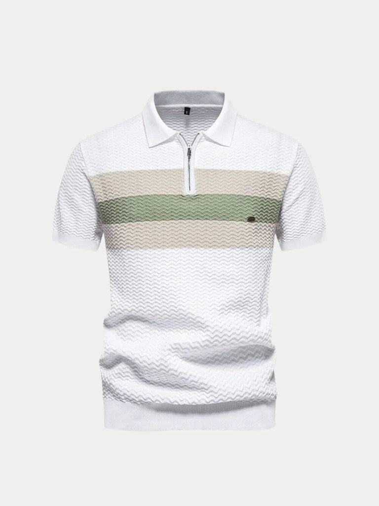 Classic Fit Quarter Zip Business Casual Short Sleeves Polo