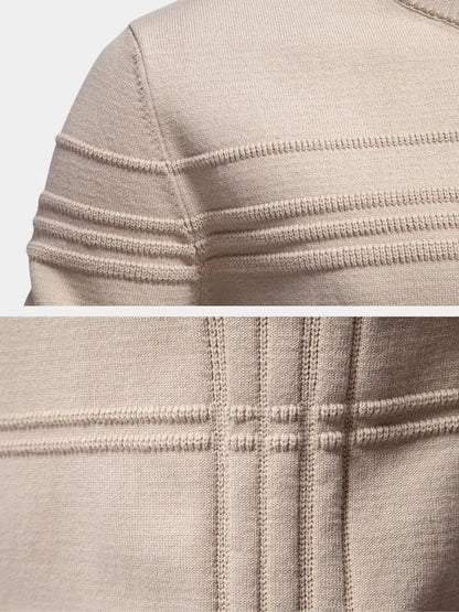 Cotton Knitted Stripped Crew Neck Pullover Sweater