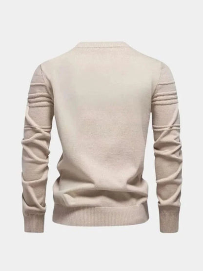 Cotton Knitted Stripped Crew Neck Pullover Sweater