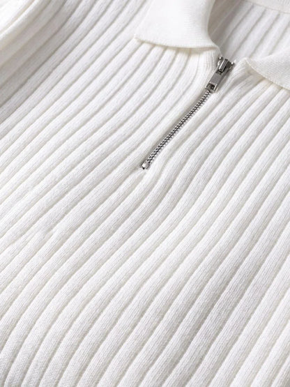 Elegant Quarter Zip Long Sleeve Polo
