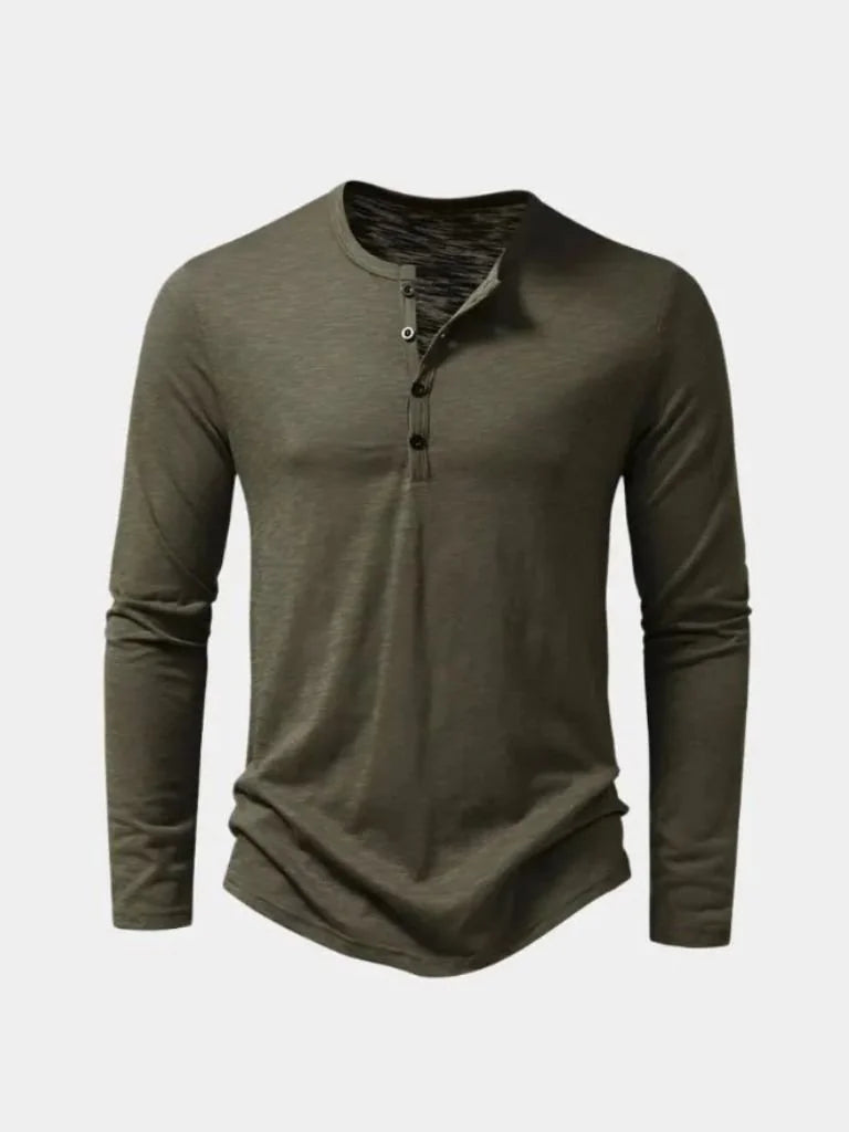 Henley Neck Long Sleeve T-Shirt