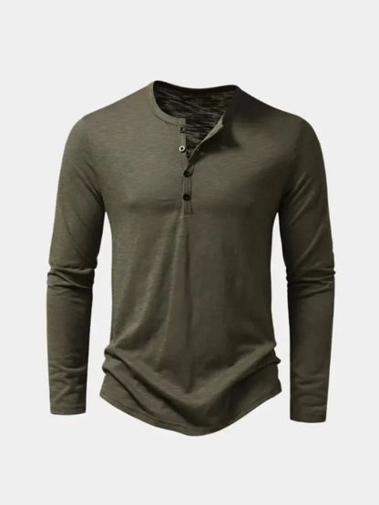 Henley Neck Long Sleeve T-Shirt