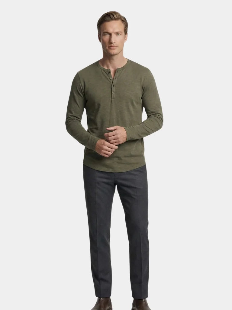 Henley Neck Long Sleeve T-Shirt