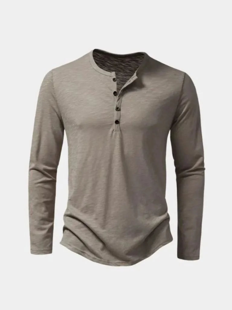 Henley Neck Long Sleeve T-Shirt