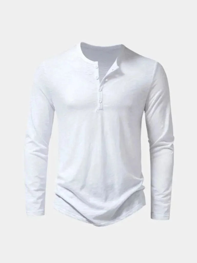 Henley Neck Long Sleeve T-Shirt