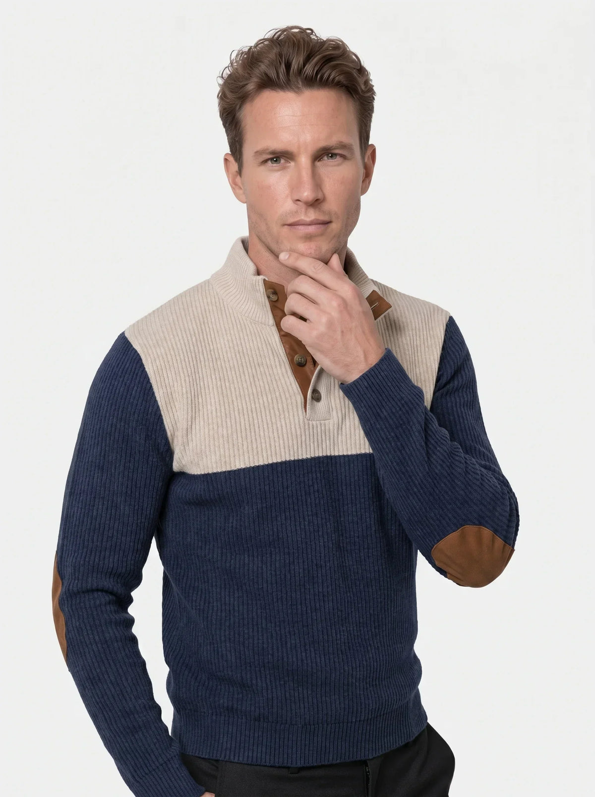 High Collar Corduroy Retro Pullover