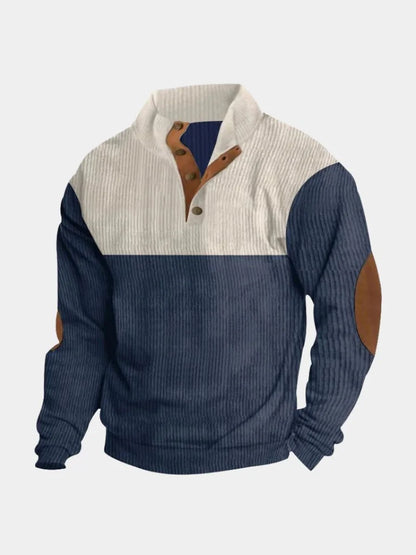 High Collar Corduroy Retro Pullover