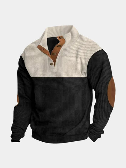 High Collar Corduroy Retro Pullover