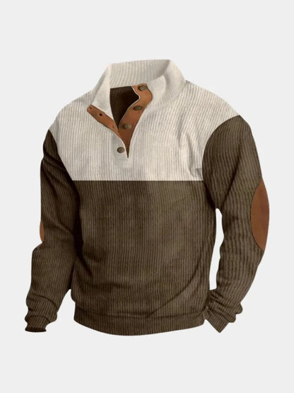 High Collar Corduroy Retro Pullover