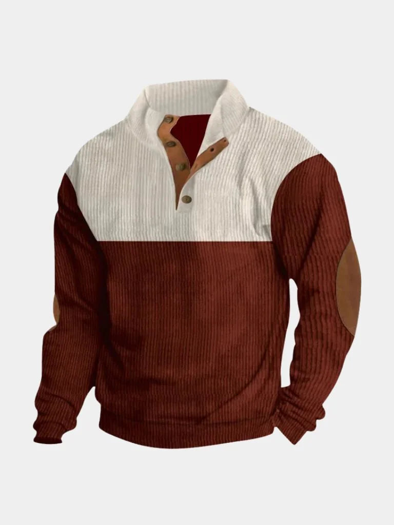 High Collar Corduroy Retro Pullover