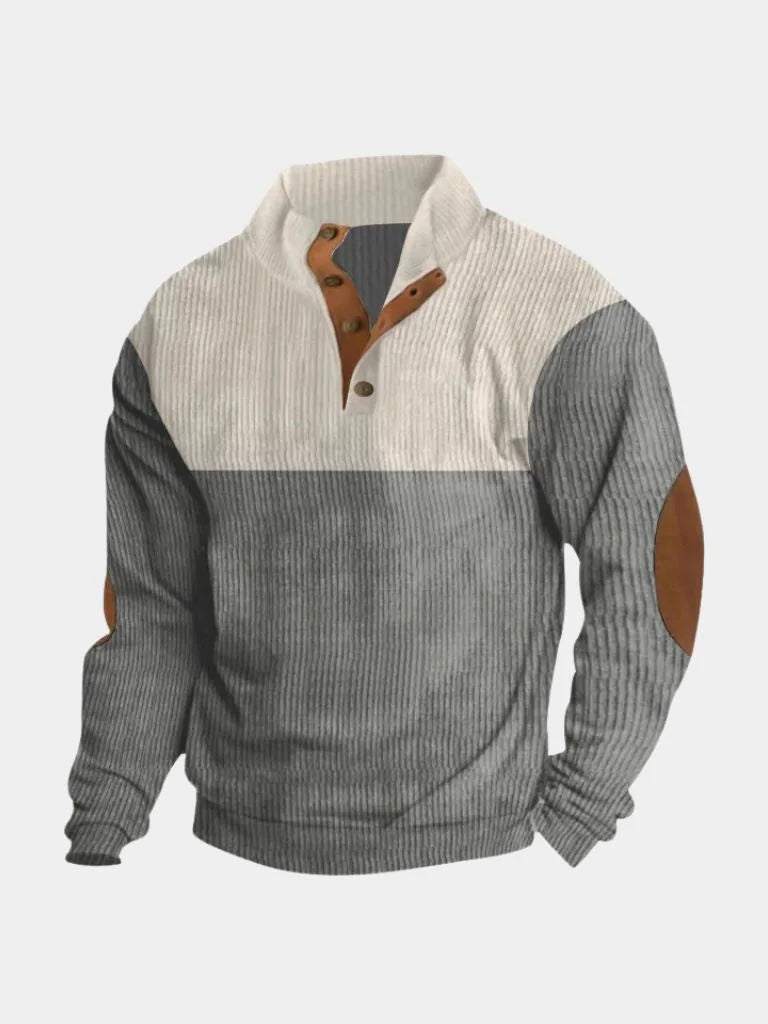 High Collar Corduroy Retro Pullover