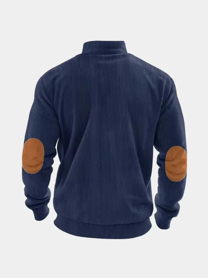 High Collar Quarter Zip Corduroy Pullover