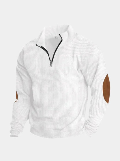 High Collar Quarter Zip Corduroy Pullover