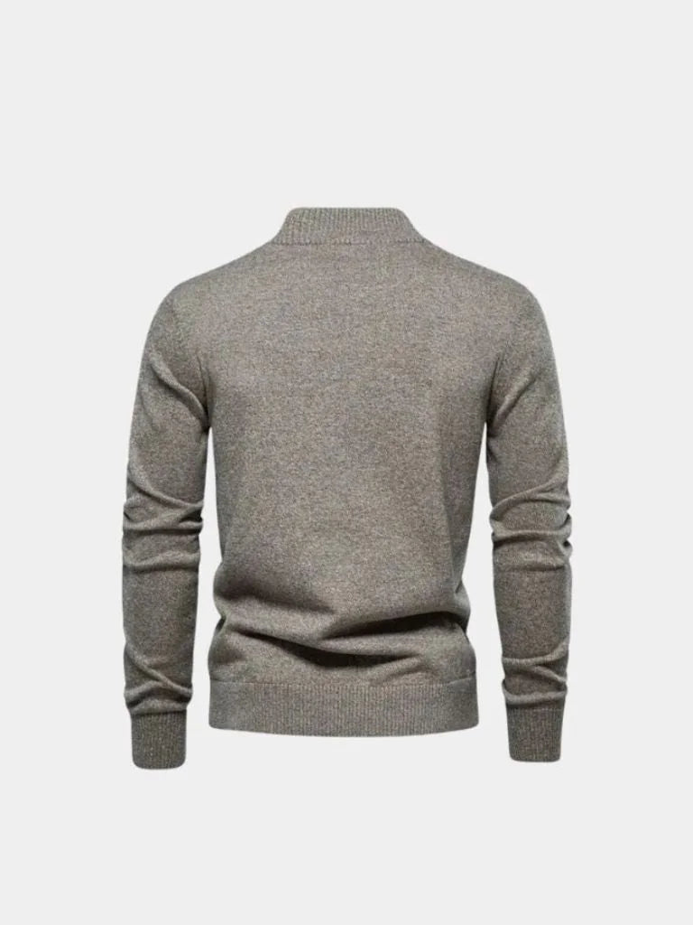 Knitted Stand Collar Cotton Cardigan