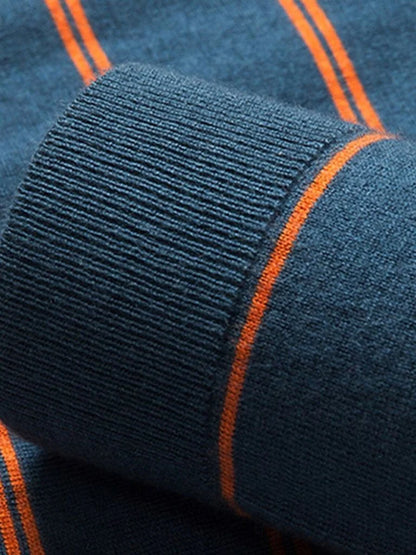 Navy Sunset Striped Polo