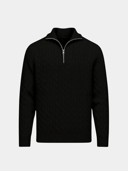 Premium Cable-Knit Zip Neck Sweater